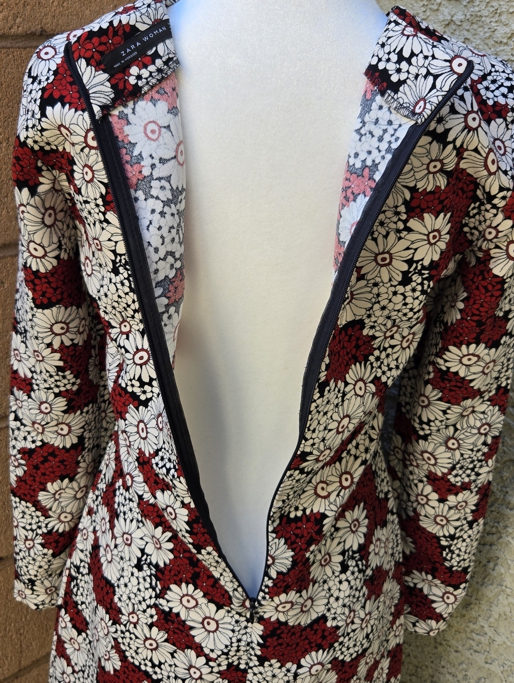 Zara Woman Red Floral Long-Sleeve Shift Dress Blogger Favorite - Picture 8 of 11